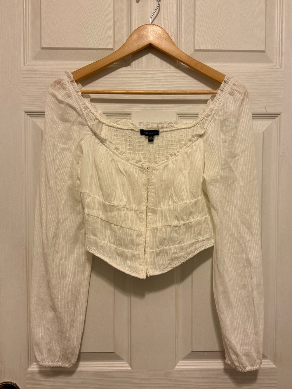 White Long-Sleeve Peasant Top